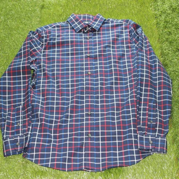 Old Navy Men's Small Slim Fit Dress Shirt - Blue Plaid - Picture 11 of 12